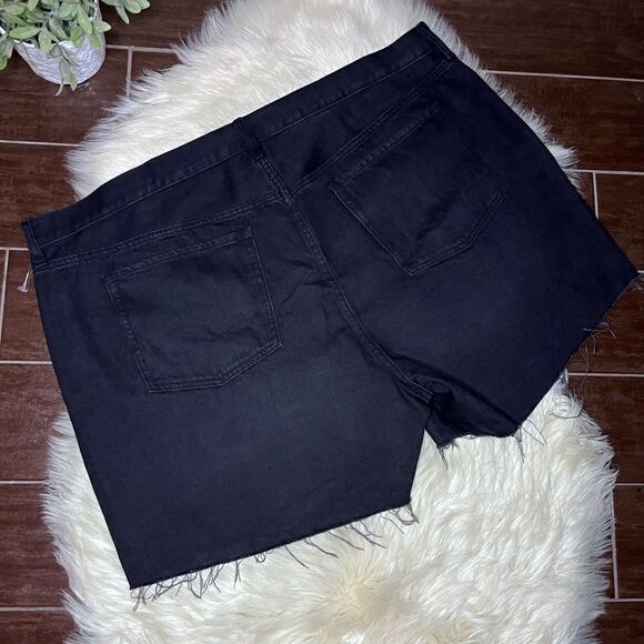 Old Navy High Rise Slouchy Straight black raw hem shorts sz 28 - Picture 5 of 8